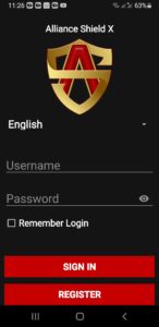 Alliance Shield X login detail